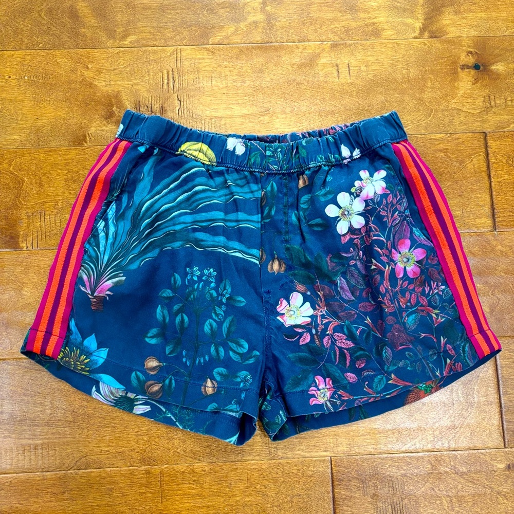 MOTHER Botanical Print Athletic Shorts - Blue and Pink